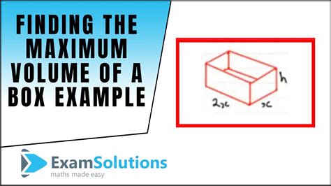 maximum volume of box with 20m 2 of sheet metal|how to calculate maximum volume.